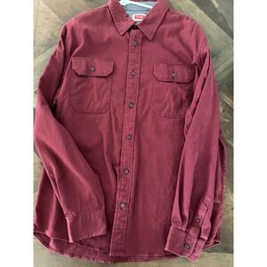 Men's Wrangler Flex for Comfort Long Sleeve Button Shirt Burgundy Size Large‎